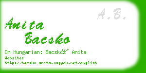 anita bacsko business card